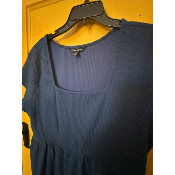 41 Hawthorn Plus Women's Short Sleeve Claudia Square Neck Dress EJ3 Navy 2X - Picture 4 of 7